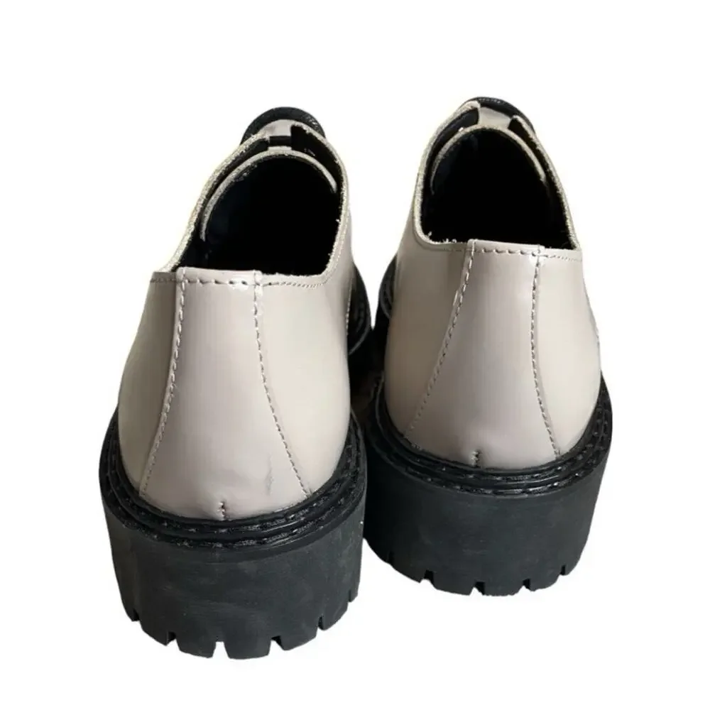 New Maeve Anthropologie Oxford Leather Sand Tan Lace Up Shoes Size 9 Size 39 - Picture 8 of 10